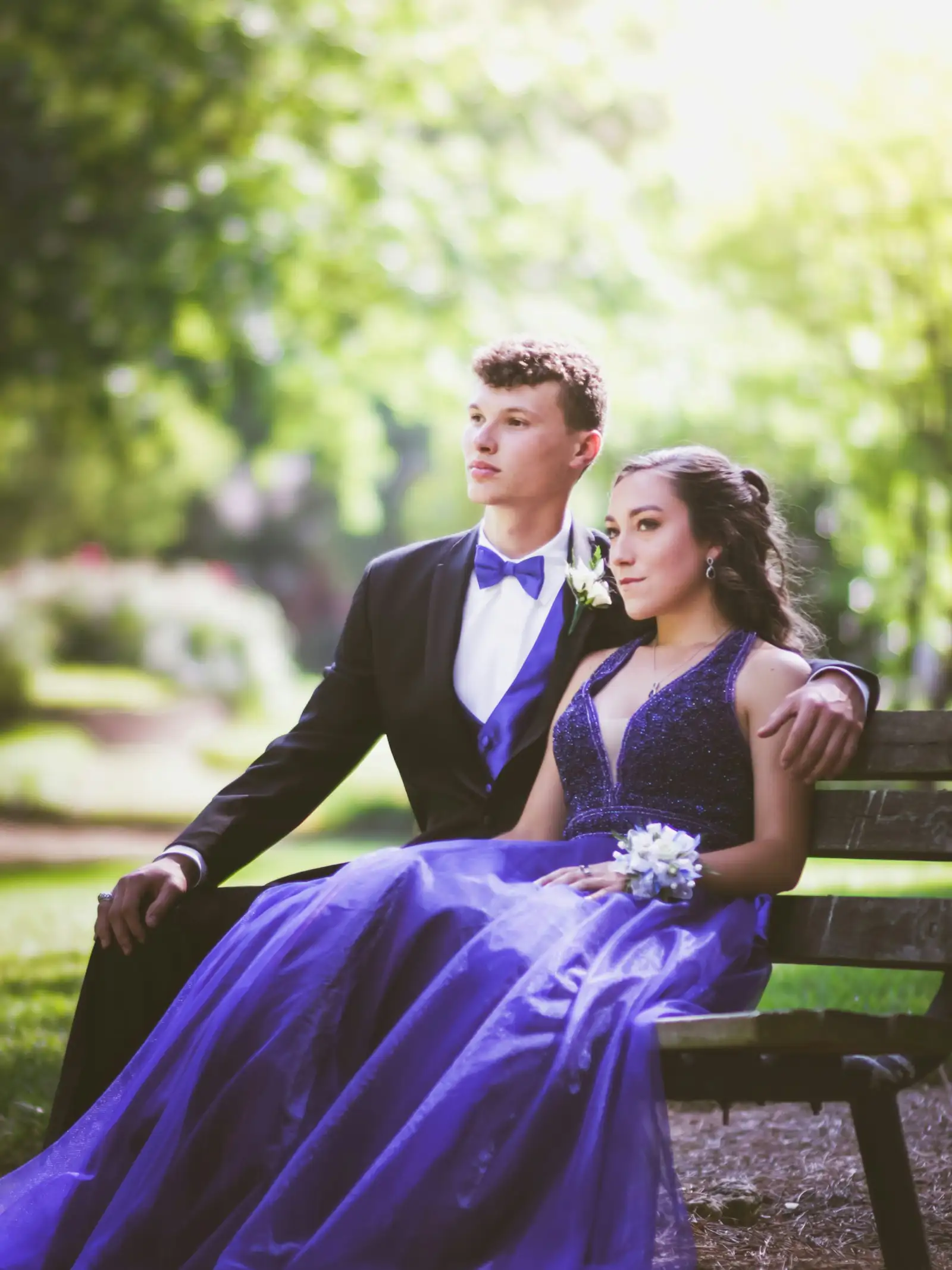 A young man and his date dressed for prom